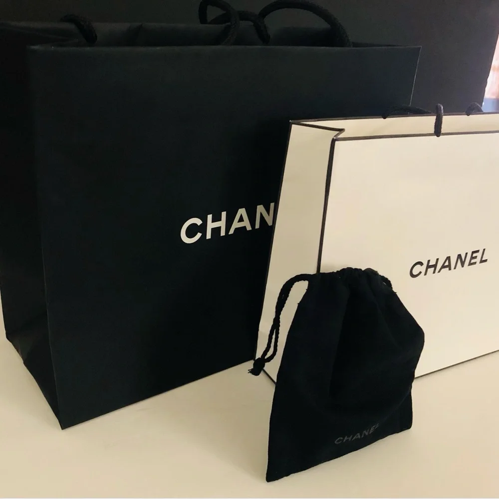 Authentic Chanel Gift Bags (2) & 1 Chanel Cloth Jewelry Bag With Pull String